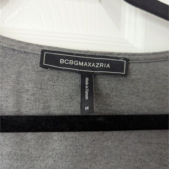 BCBGMAXAZRIA Peplum Top Women’s Medium Heather Gray Long Sleeve Square Neck - Picture 3 of 5